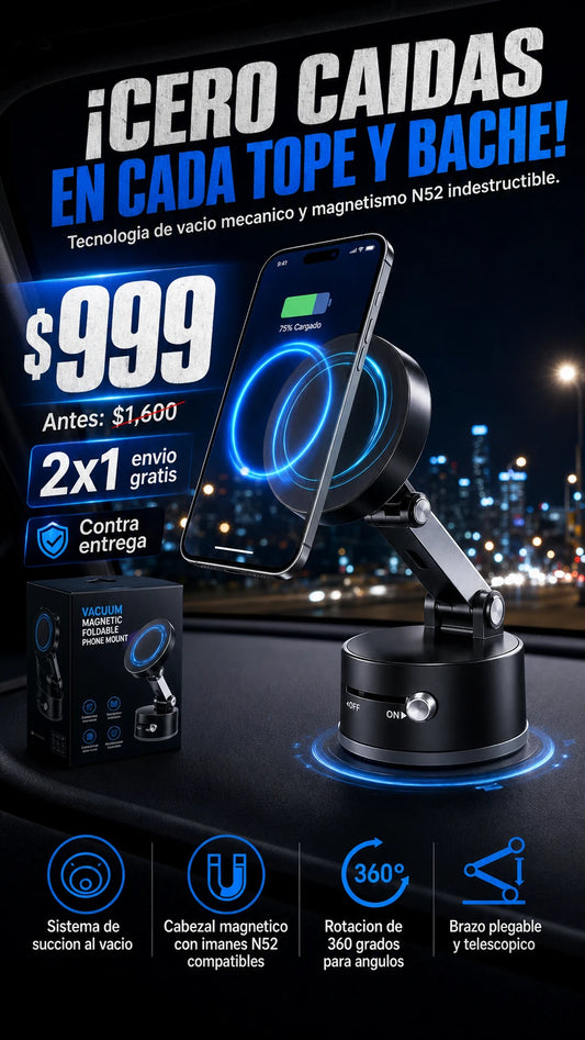 Soporte Celular Magnético Plegable con Ventosa de Vacío 360°
